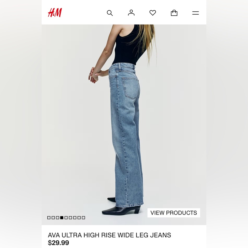 H&M AVA ULTRA HIGH RISE WIDE LEG JEANS